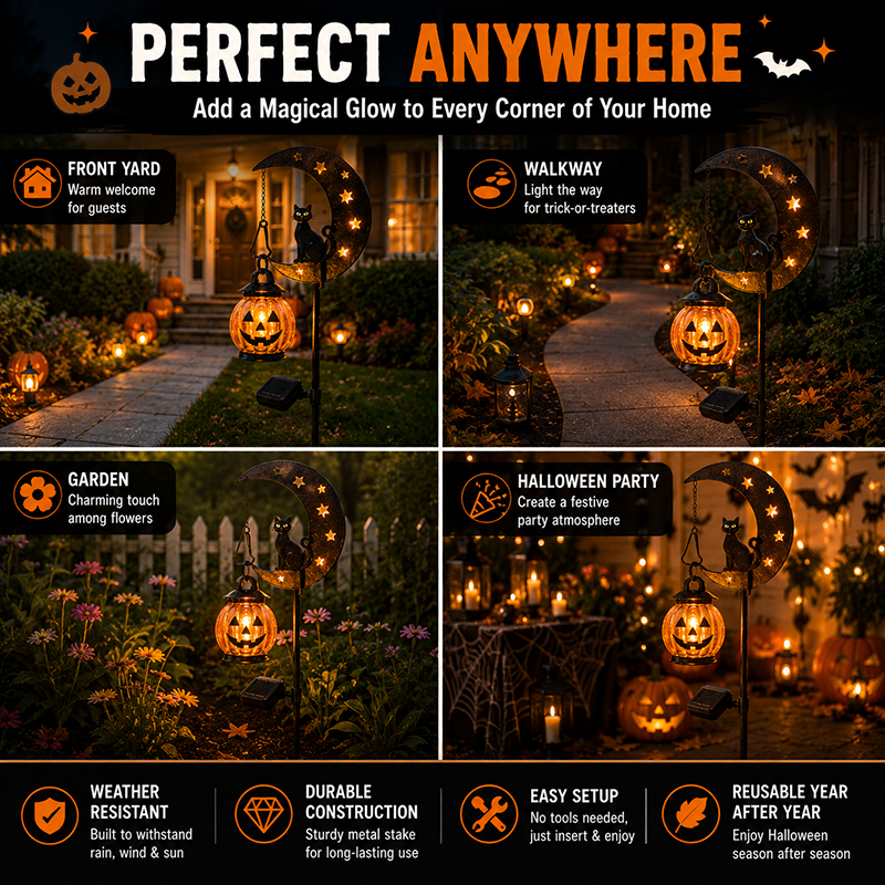 🎃 Halloween Early Bird Sale | 49% OFF Pumpkin Moon Garden Stake Light