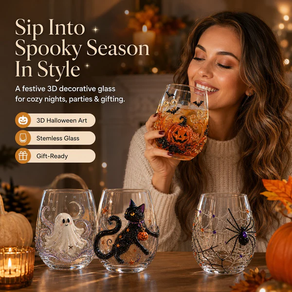 🔥Last day: Limited-time offer!– 🎃 3D Halloween Glassware Collection | Spooky Designs, Festive Sips & Cozy Fall Moments