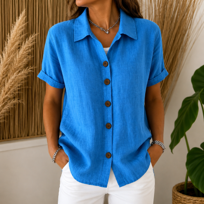 CLEARANCE SALE🔥Women’s Cotton Linen Relaxed Button-Up Shirt