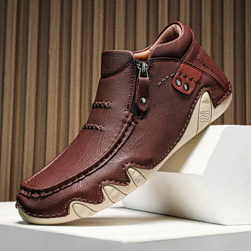 Men's Retro Handmade Leather Driving Boots Built for Comfort