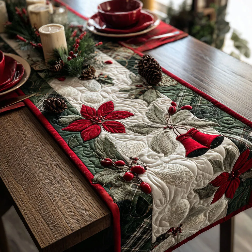 Swirling Petals Pattern Quilted Table Runner
