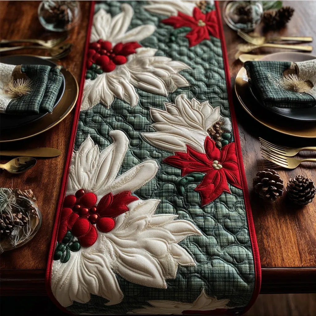 Swirling Petals Pattern Quilted Table Runner