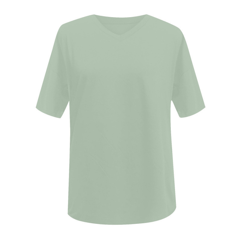 Plus Size V‑Neck Oversized Tunic Tee, Soft Stretch Cotton Blend Casual Shirt