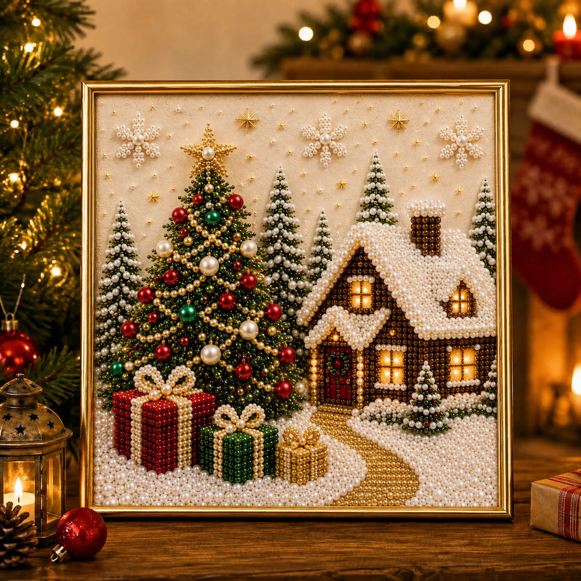 🧘Relaxing & Beginner-Friendly-💎DIY Christmas Pearl Diamond Painting Art Kit