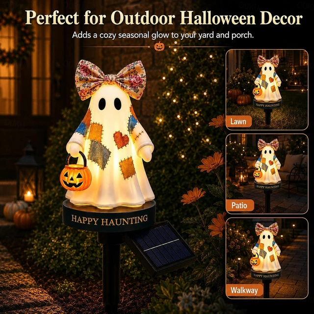 TODAY'S SPECIAL OFFER-50% OFF 🔥Lighted Vintage Patchwork Ghost Solar Garden Light