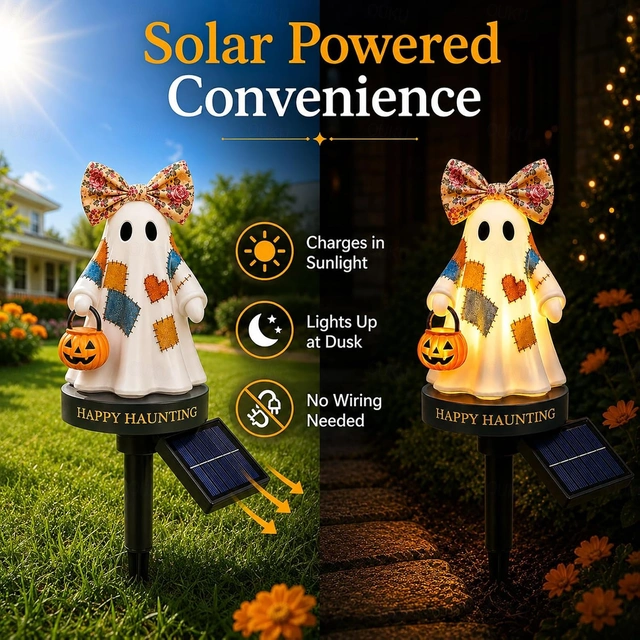 TODAY'S SPECIAL OFFER-50% OFF 🔥Lighted Vintage Patchwork Ghost Solar Garden Light