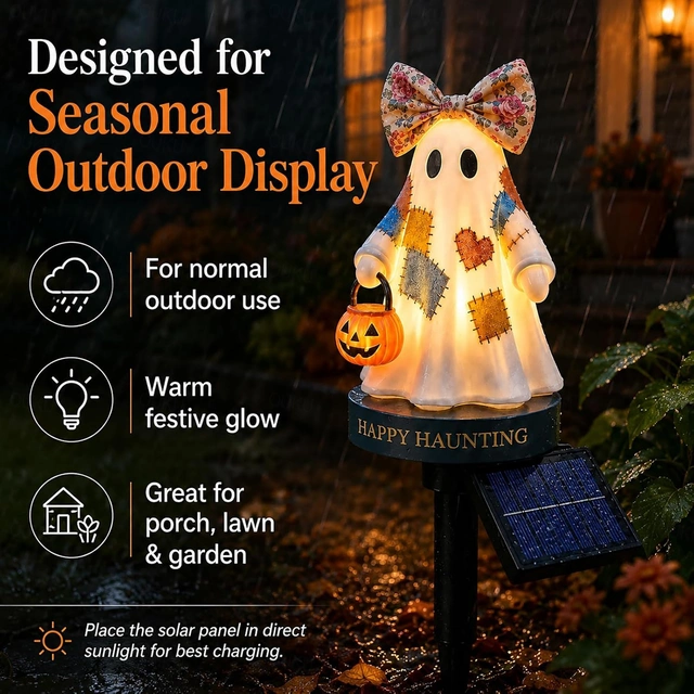 TODAY'S SPECIAL OFFER-50% OFF 🔥Lighted Vintage Patchwork Ghost Solar Garden Light