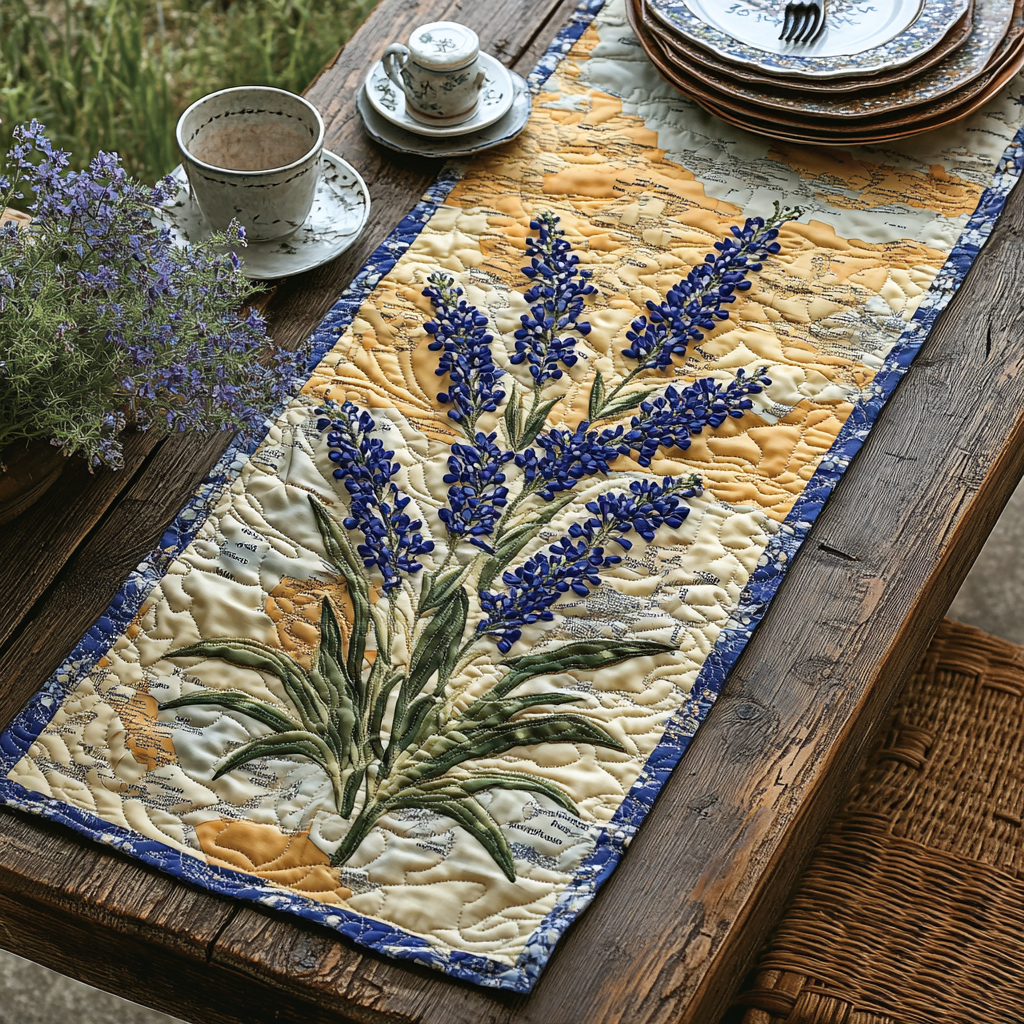 Bluebonnet Quilted Table Runner NCU0VT136