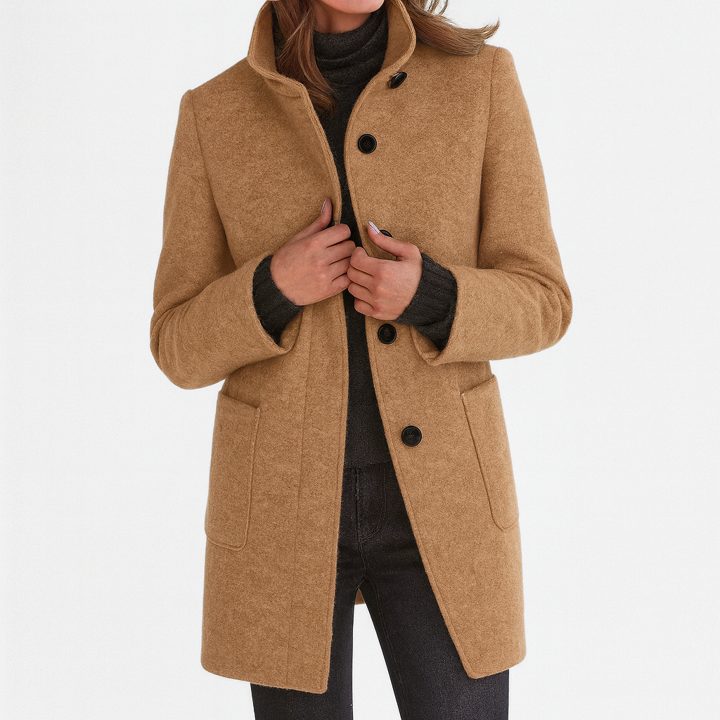 beatyart| Women’s Elegant  Vintage Stand Collar Wool Winter Coat