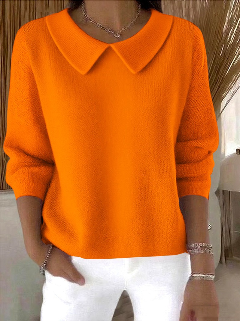 Women's Elegant Casual Peter Pan Collar 3/4 Sleeve Sweater