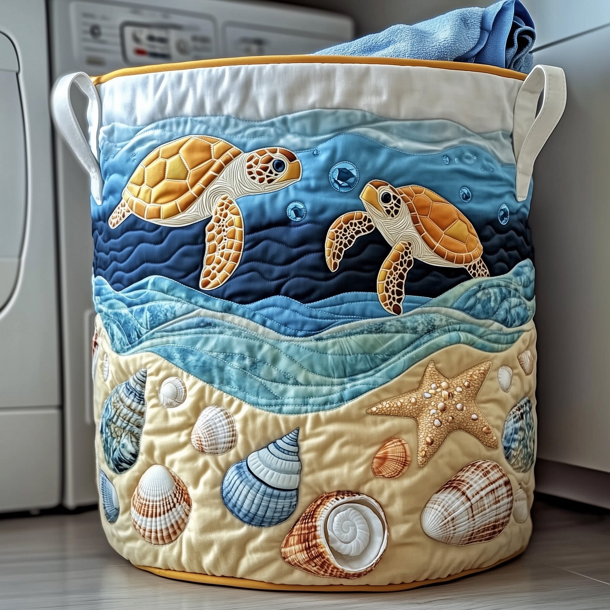 Sea Turtle Quilted Laundry Basket GFTOTG474