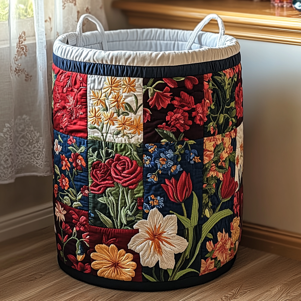 Petal Charm Quilted Laundry Basket NCU0DDK1074
