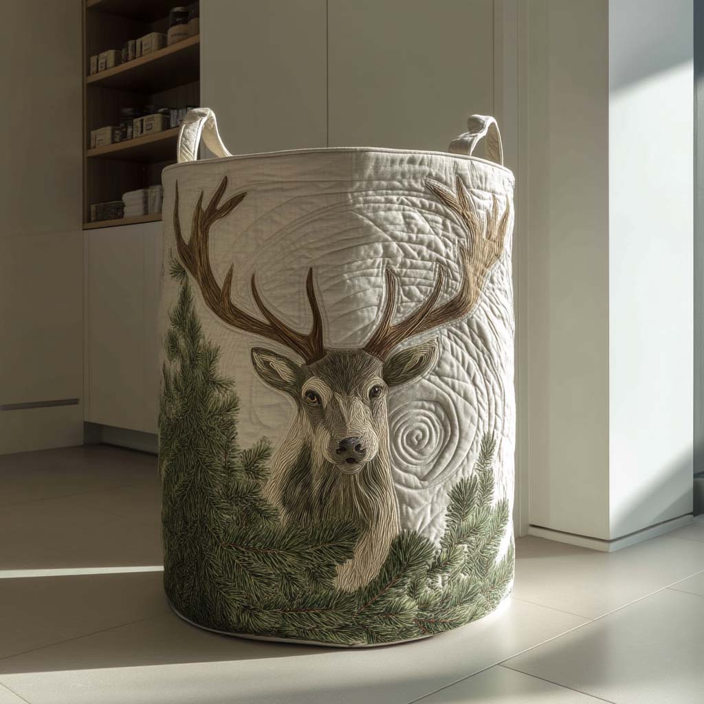 Deer Quilted Laundry Basket NCU0QN047