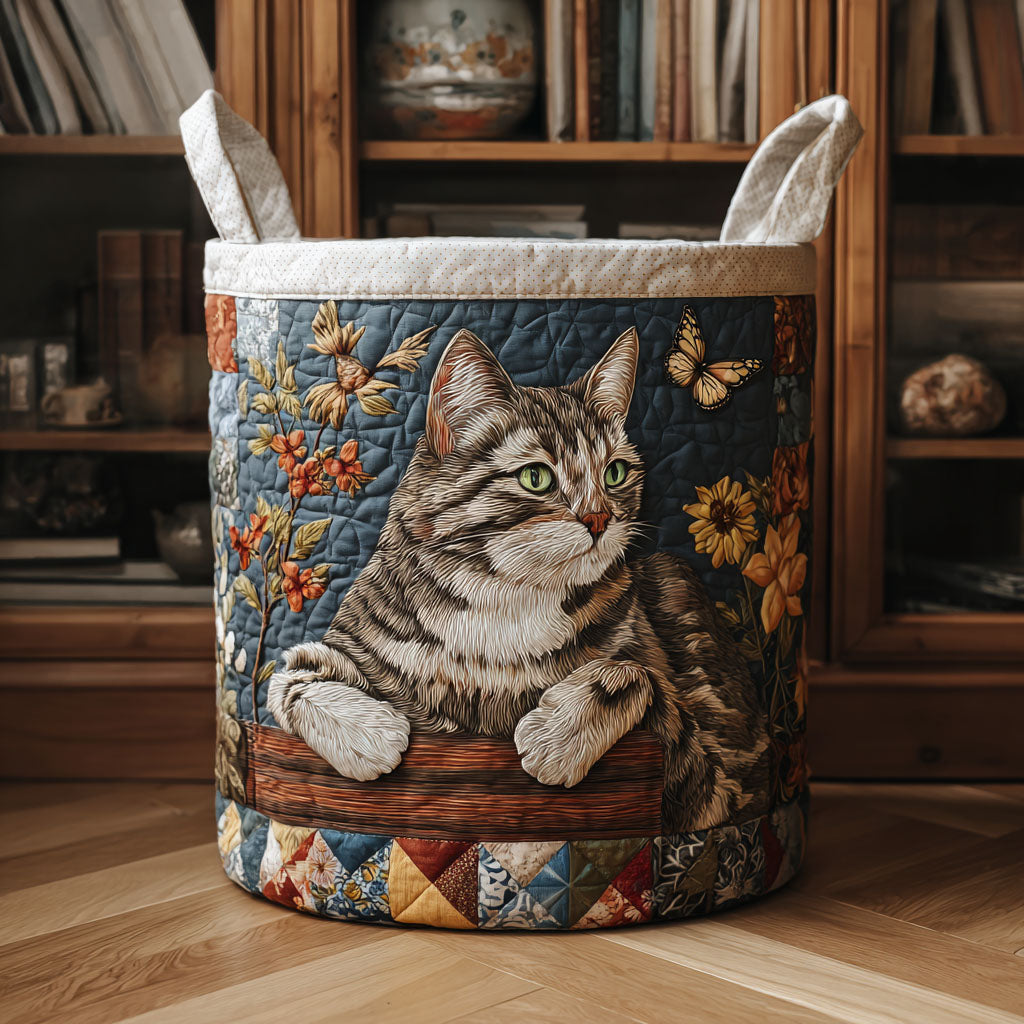 Whiskers in Bloom Quilted Laundry Basket NCU0PTT1948