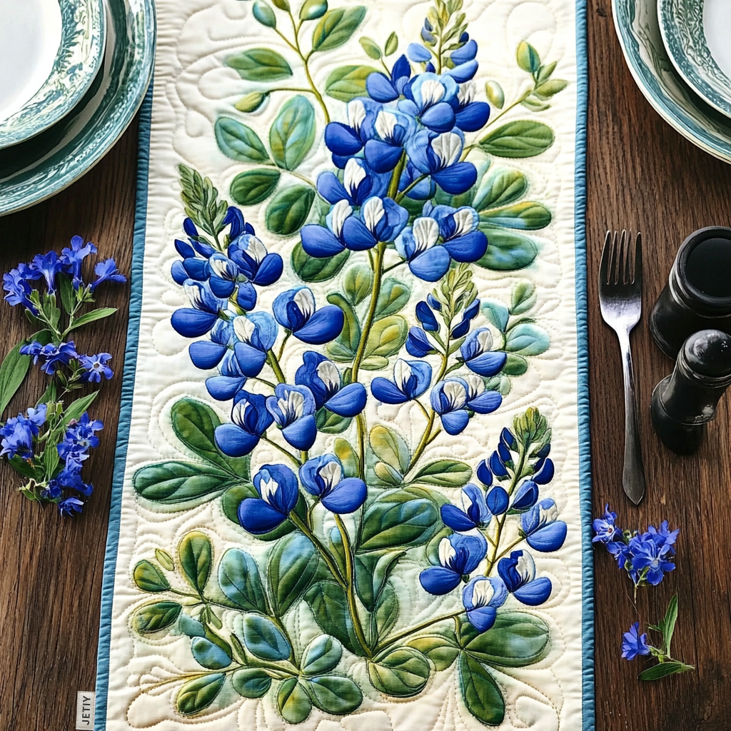 Bluebonnet Quilted Table Runner NCU0VT136