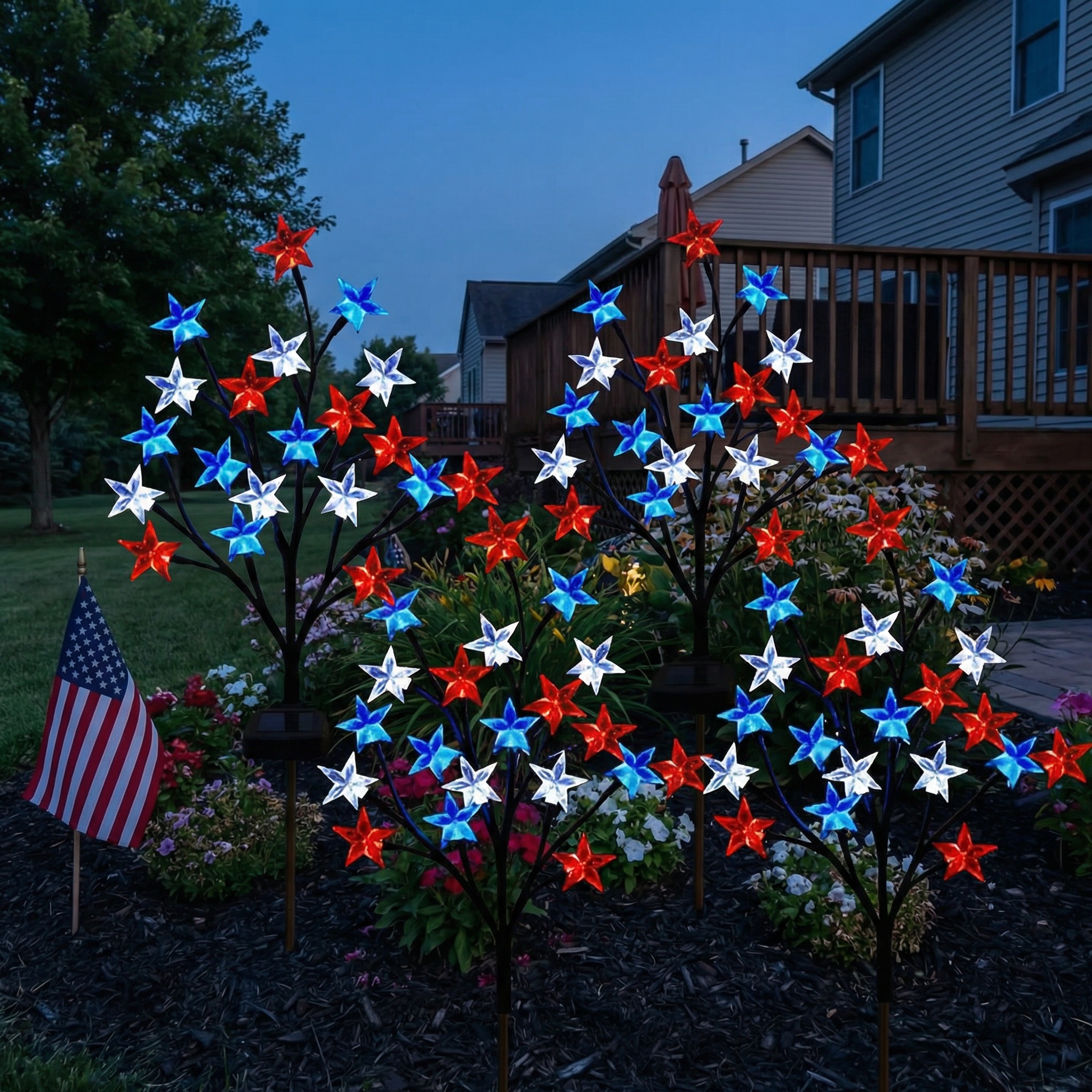 Solar Patriotic Star Lights for Outdoor Decor