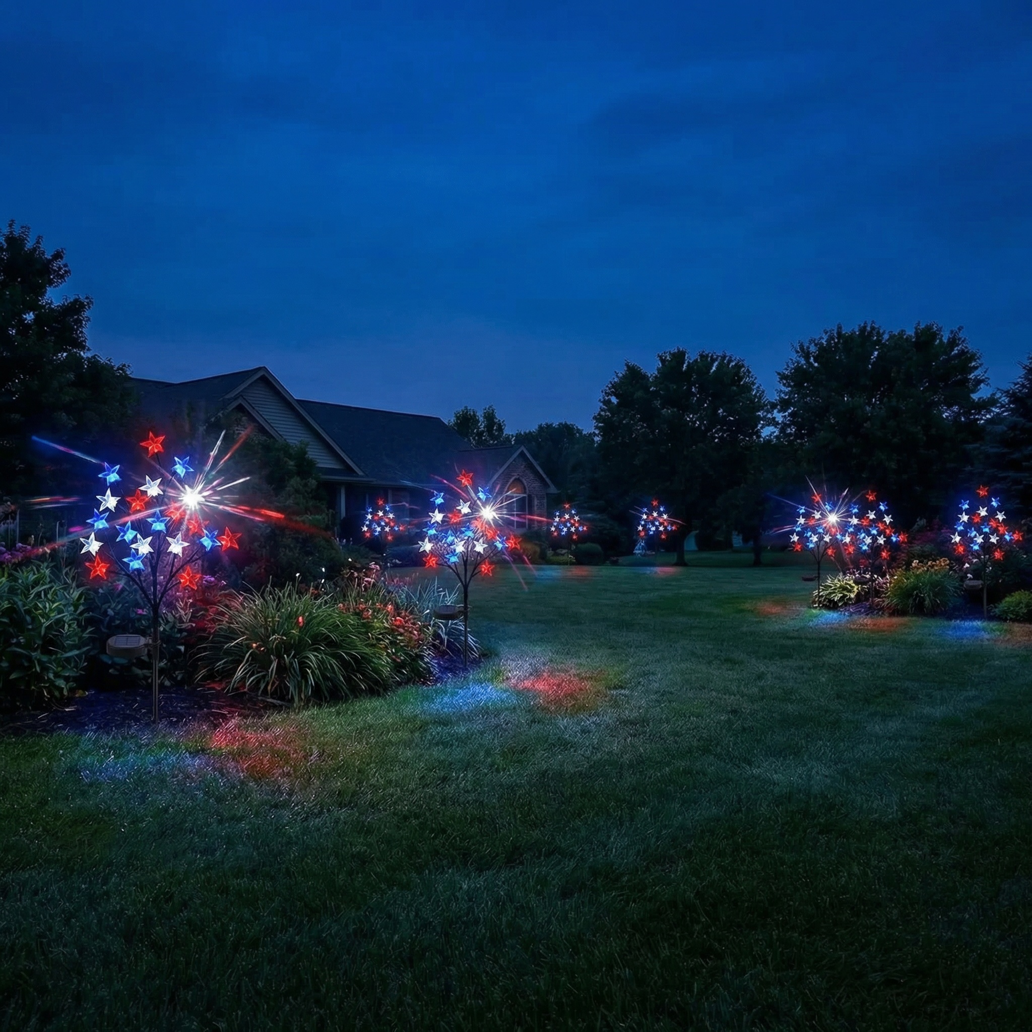 Solar Patriotic Star Lights for Outdoor Decor