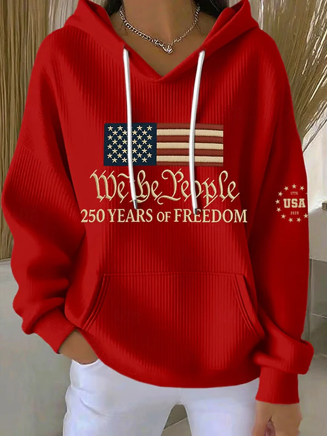 🔥LAST DAY 60% OFF🔥 American 250th Anniversary American Flag Print Hoodie