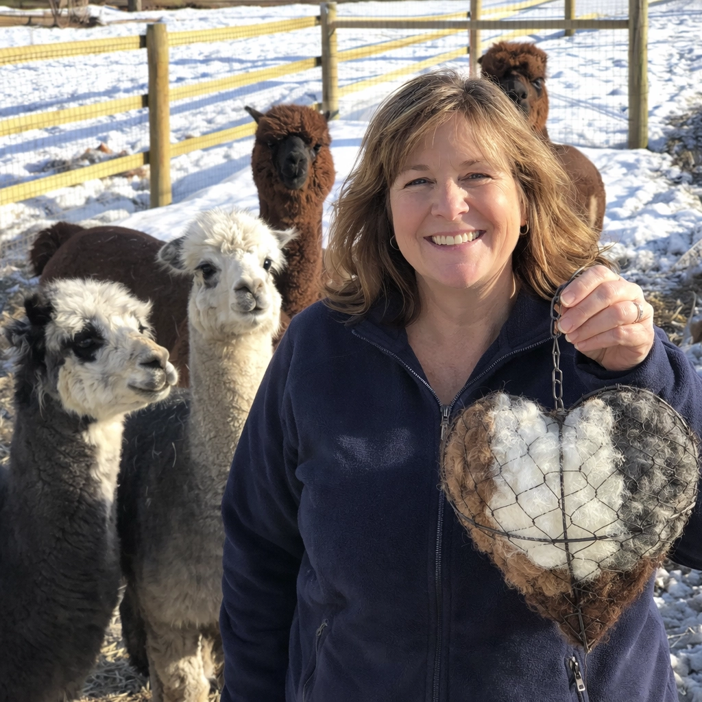 Handmade Alpaca Fiber Bird Nesting Heart