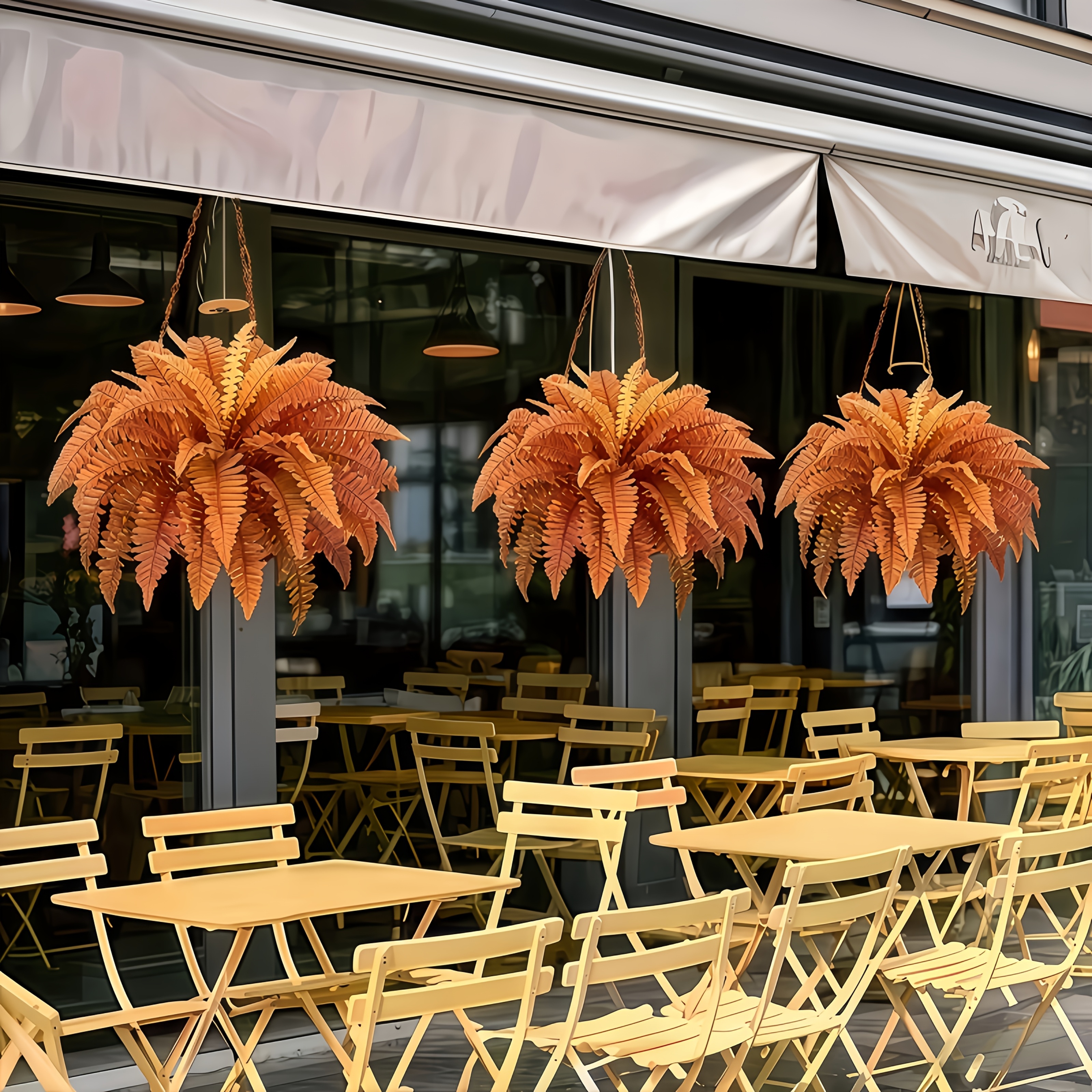 🍂$9.99 Today Only--UV Resistant Lifelike Autumn-colored Artificial Boston Fern🍁