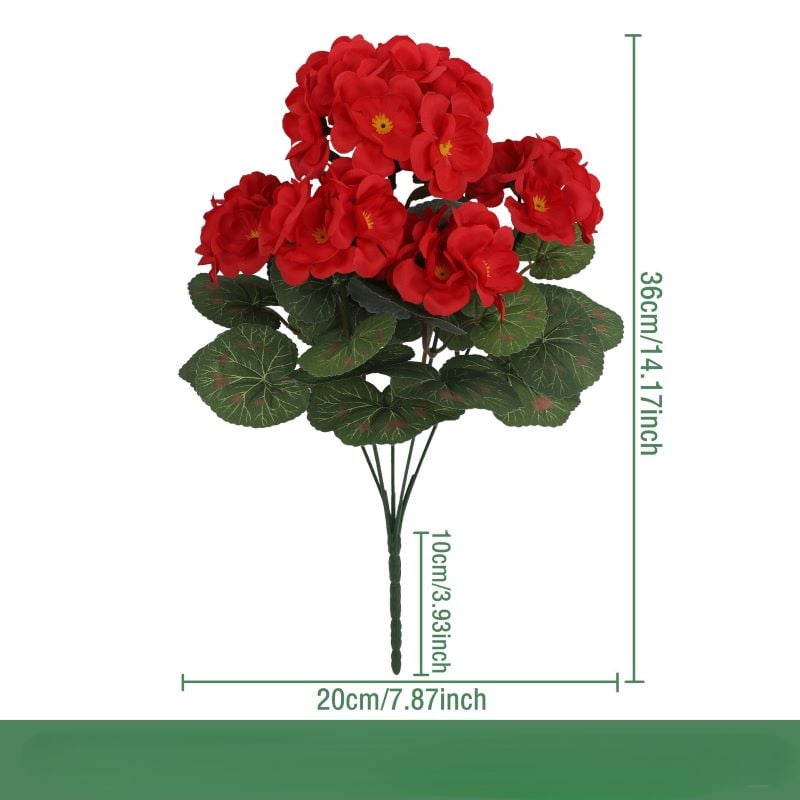 Artificial Geranium Flowers for Outdoors UV  Resistant Garden Plants Faux Flowers for Home Kitchen Table Centerpieces Decor