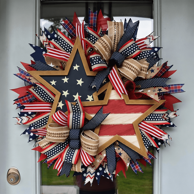 GRELANT® Gorgeous 250th Anniversary Handmade American Patriotic Star Wreath