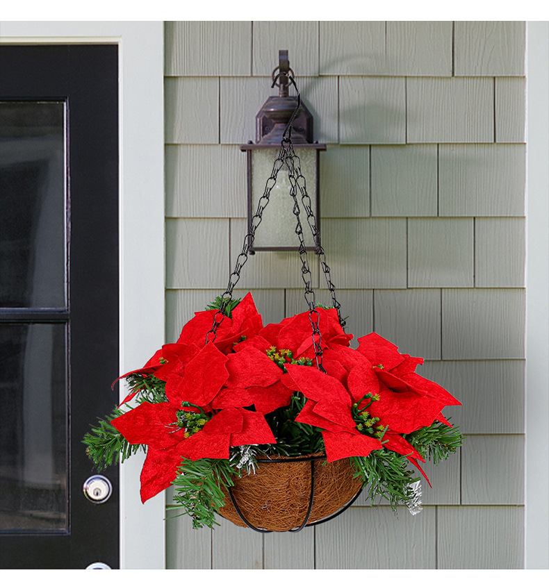 🎄2025 Super Value Set🏆🔥Artificial Christmas Flowers Hanging Poinsettias
