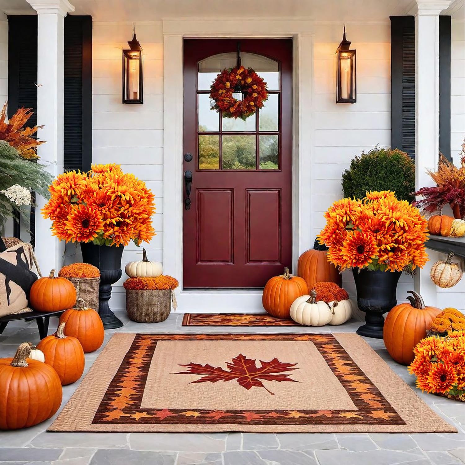 [Copy]💥$9.98 On Sale Today Only🌼- Artificial Outdoor Sunset Mums Flowers - UV resistant, Waterproof, Windproof