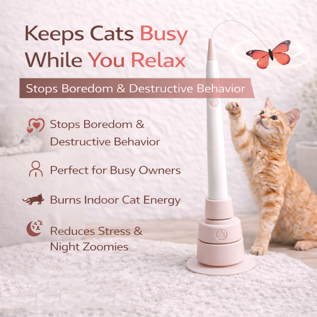 Умна котешка играчка „Пеперуда“ — автоматичен стимулатор за активни котки 🐾