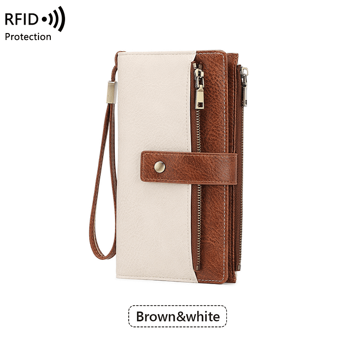 👉 Dámska dlhá peňaženka – štýlová a elegantná kožená peňaženka v jednofarebnom dizajne s ochranou RFID