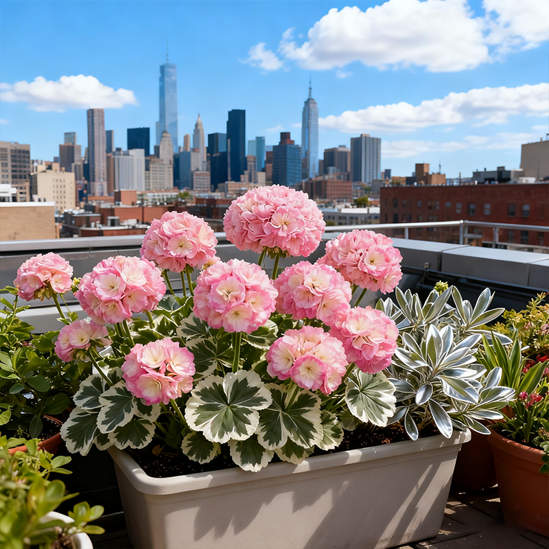 🌺Семена от здравец – двойни цветове / сребристо-кантирани листа / лесни за отглеждане градински семена за градини и балкони.