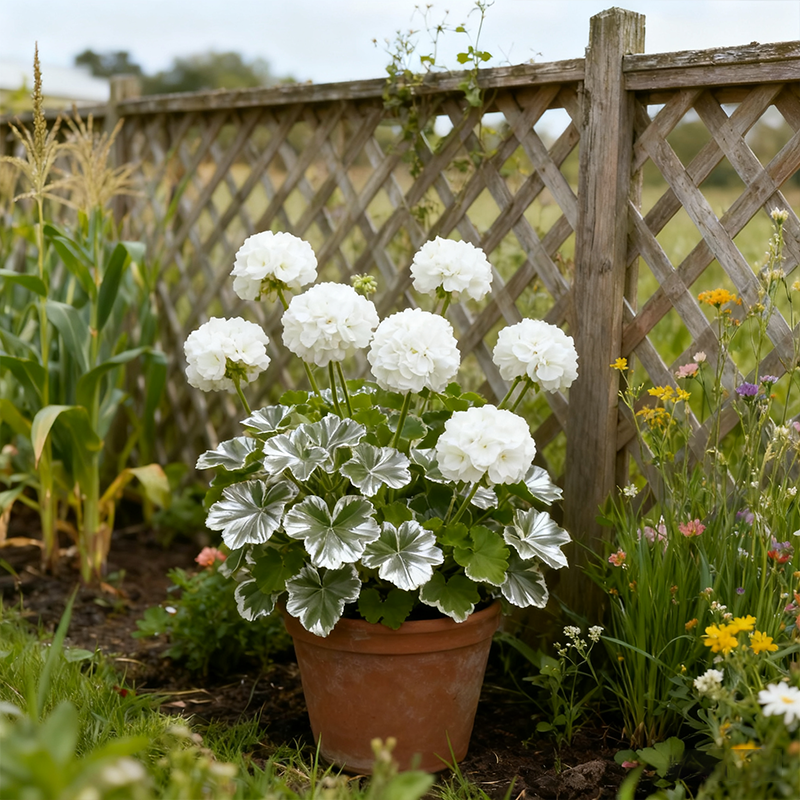 🌺Семена от здравец – двойни цветове / сребристо-кантирани листа / лесни за отглеждане градински семена за градини и балкони.
