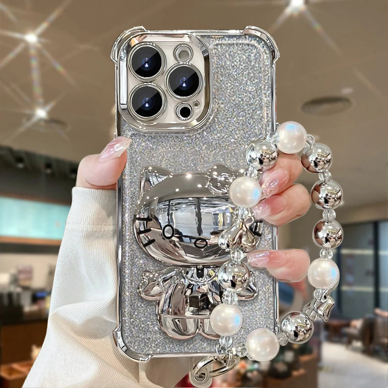 Silver Hello Kitty Mirrored Bracelet Phone Case