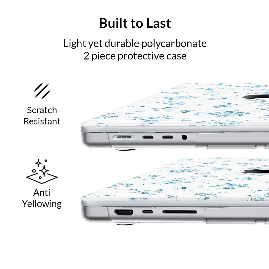French Blue Floral MacBook Case