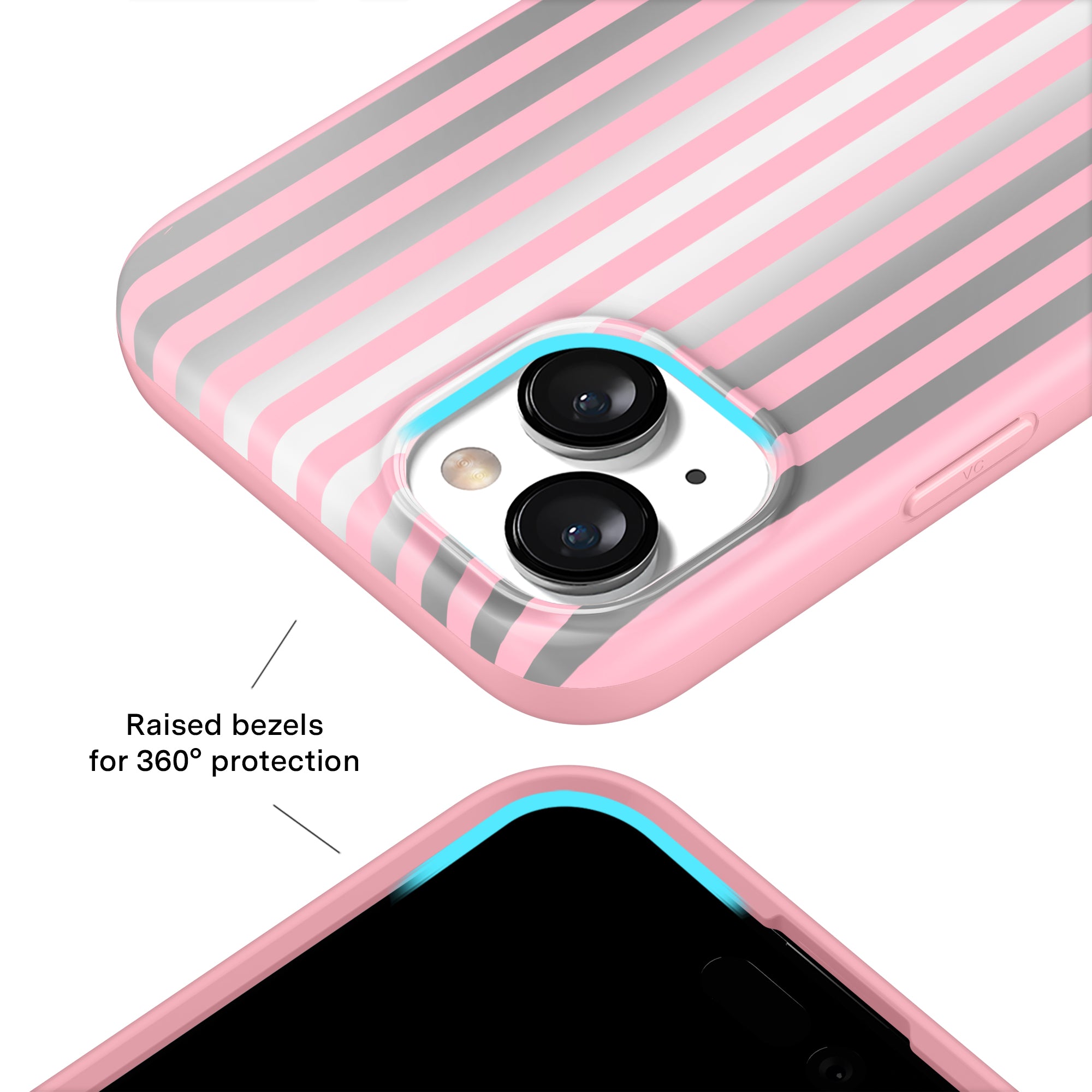 Pink Chrome Stripes iPhone Case