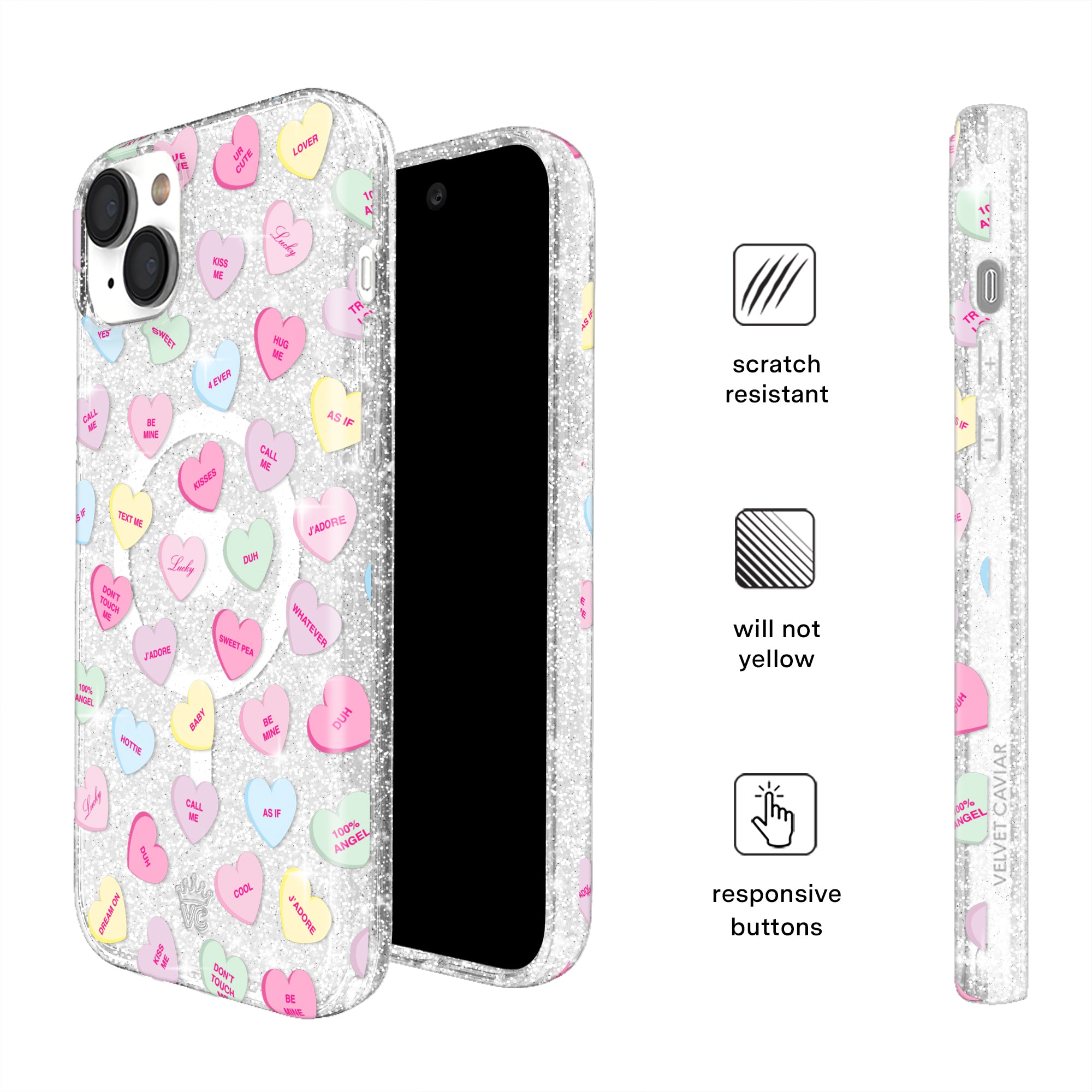 Sweet Hearts Glitter iPhone Case