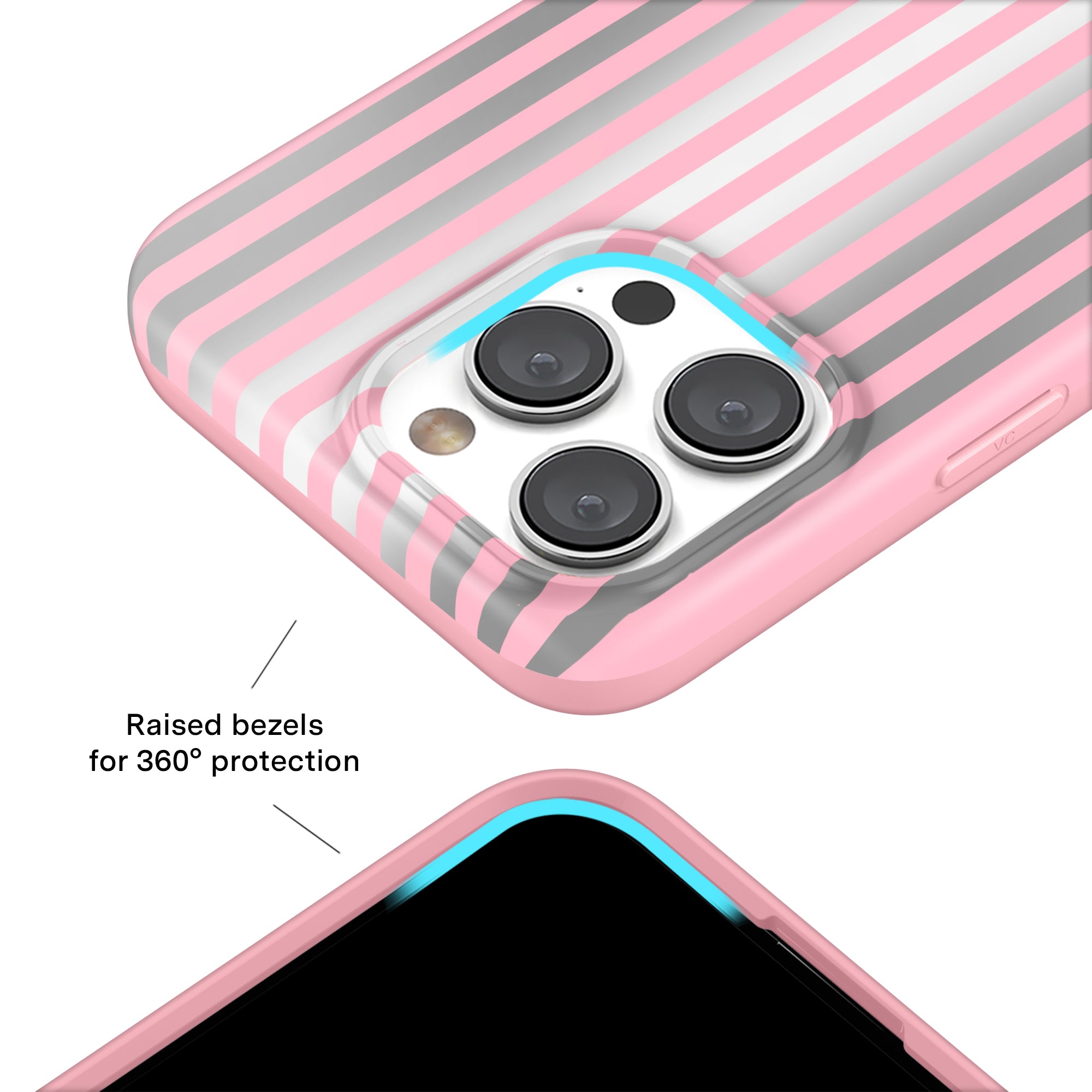 Pink Chrome Stripes iPhone Case