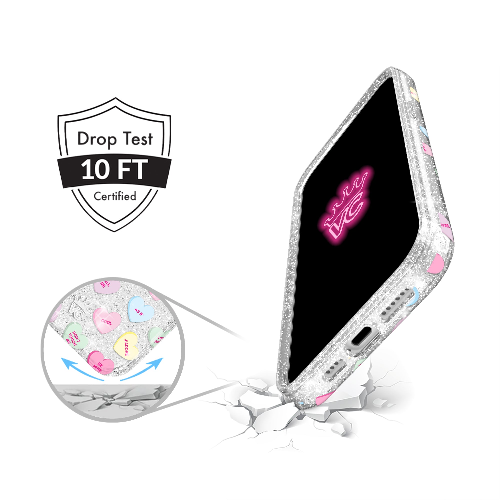 Sweet Hearts Glitter iPhone Case