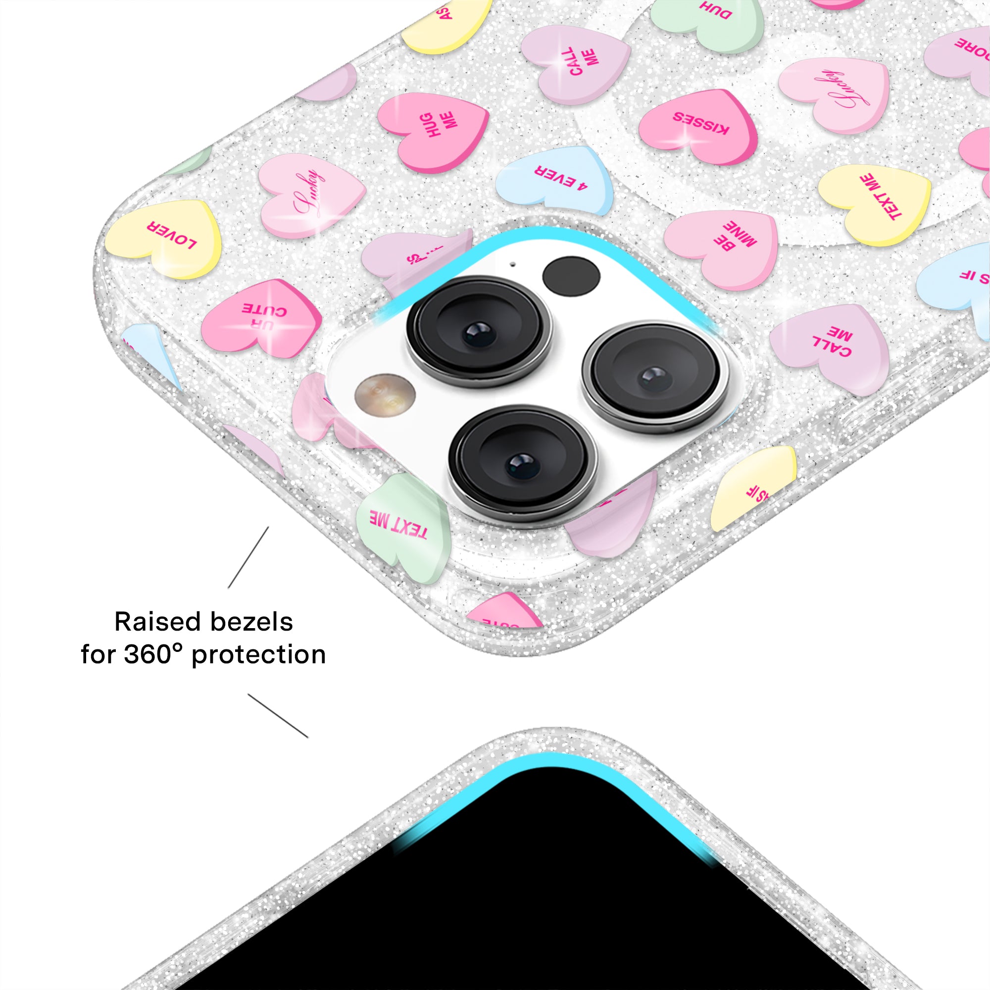 Sweet Hearts Glitter iPhone Case