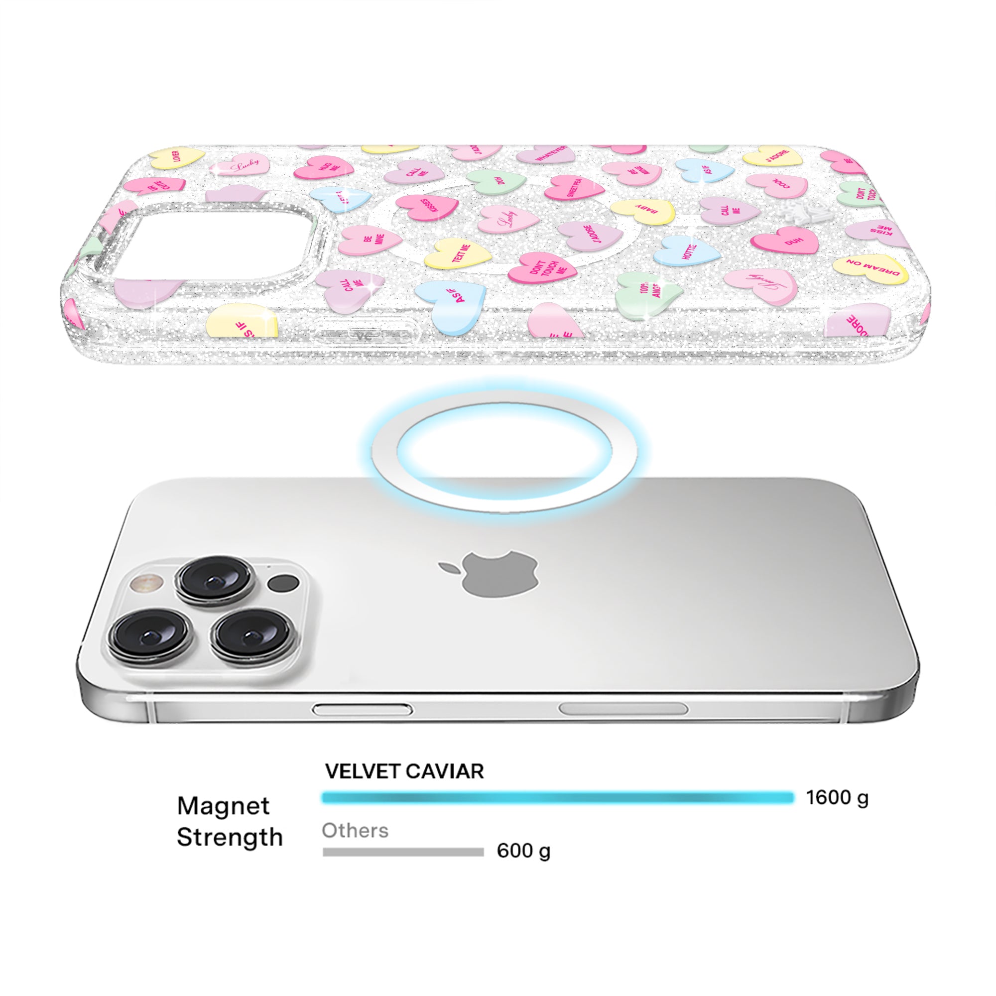 Sweet Hearts Glitter iPhone Case