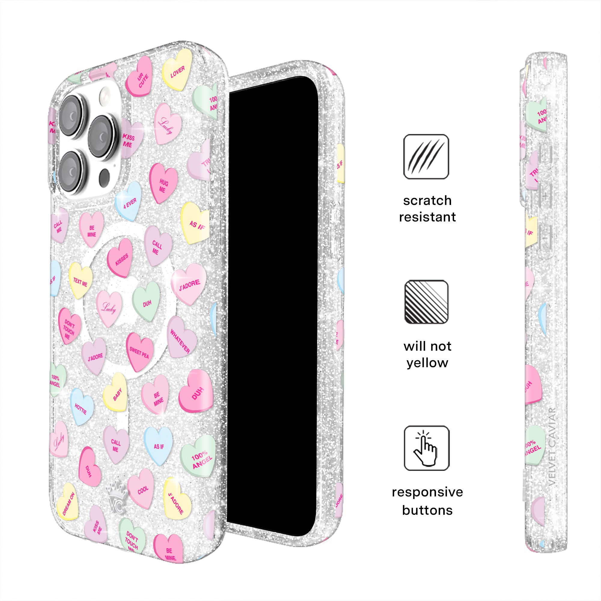 Sweet Hearts Glitter iPhone Case