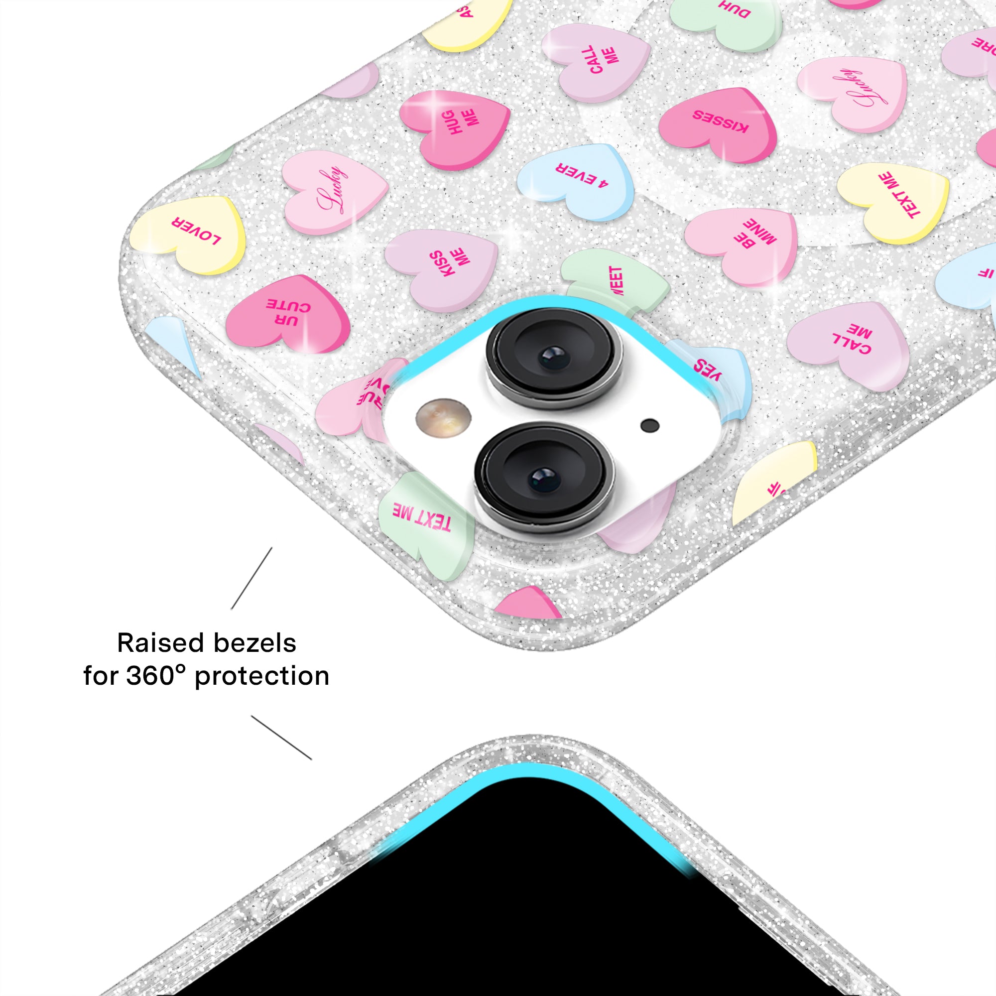 Sweet Hearts Glitter iPhone Case