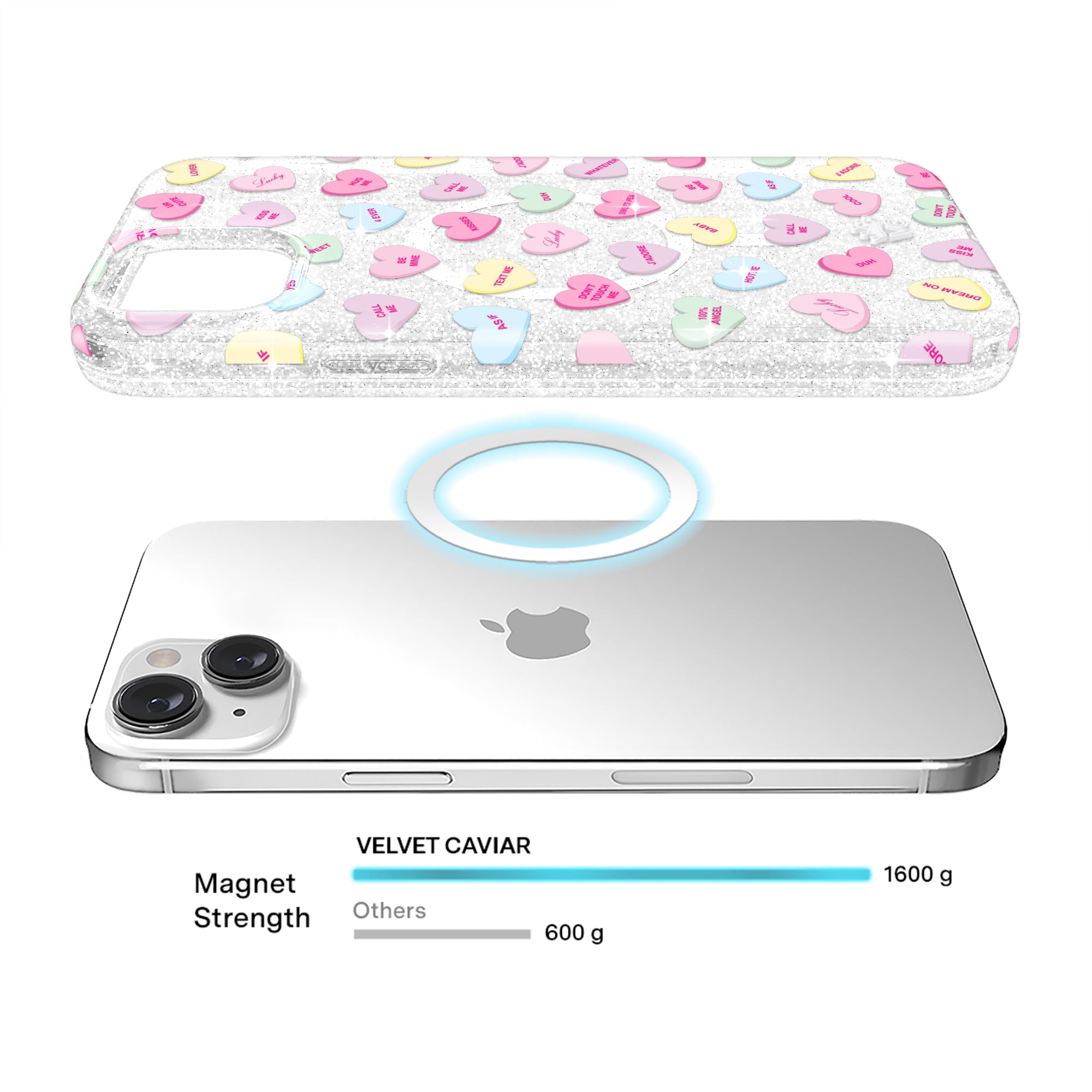 Sweet Hearts Glitter iPhone Case