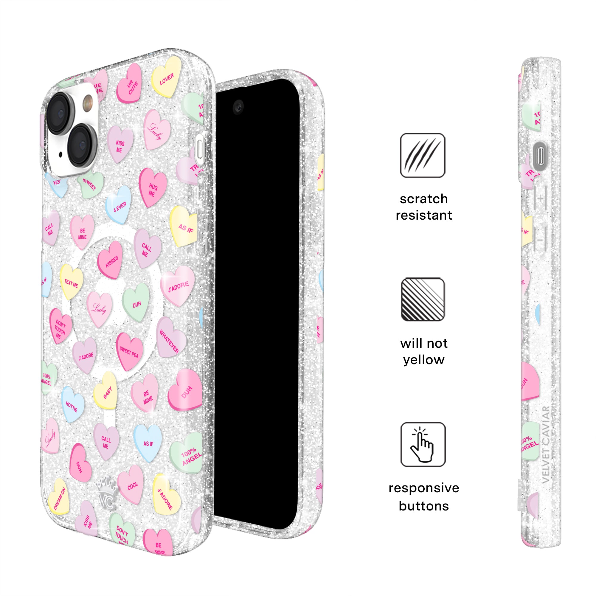 Sweet Hearts Glitter iPhone Case