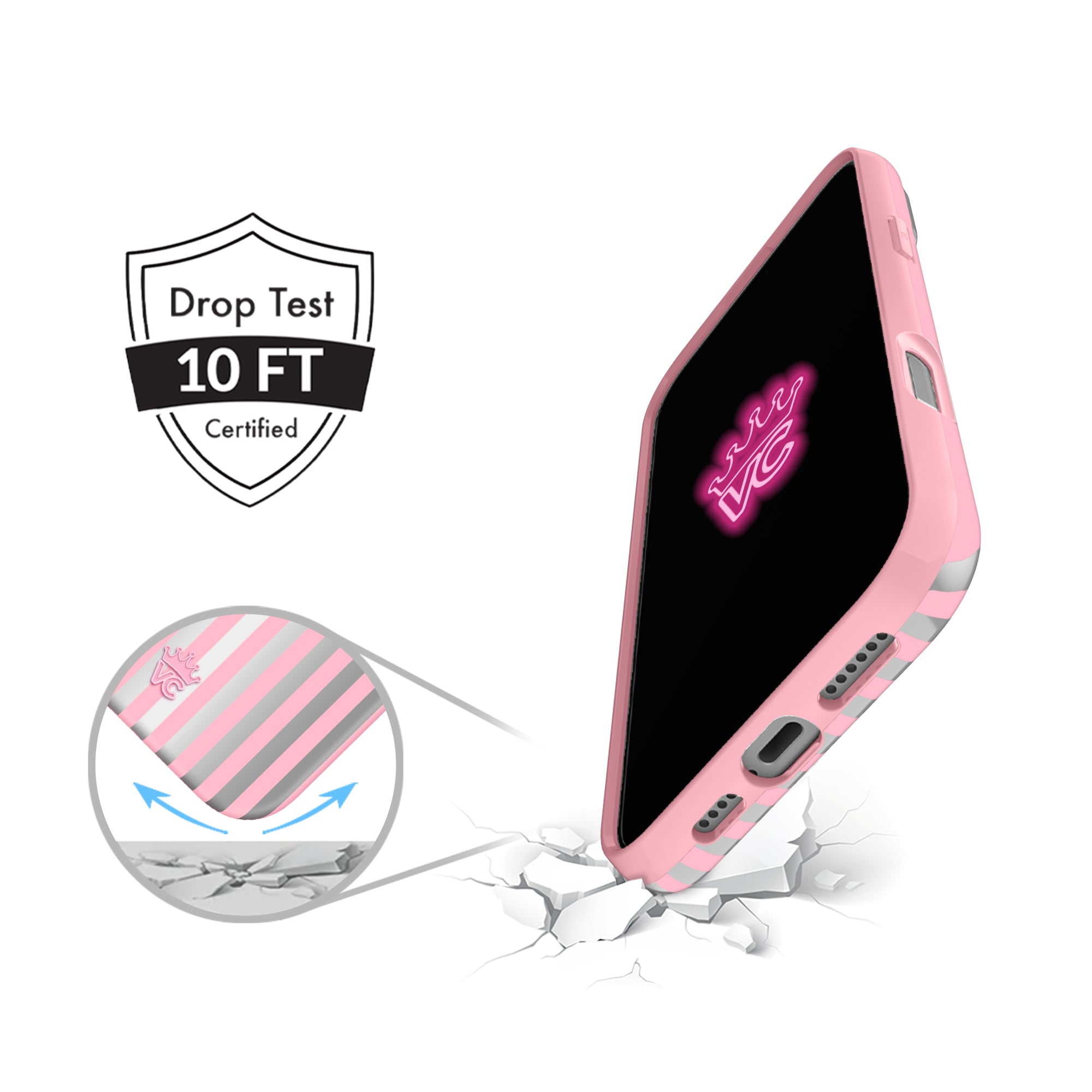 Pink Chrome Stripes iPhone Case
