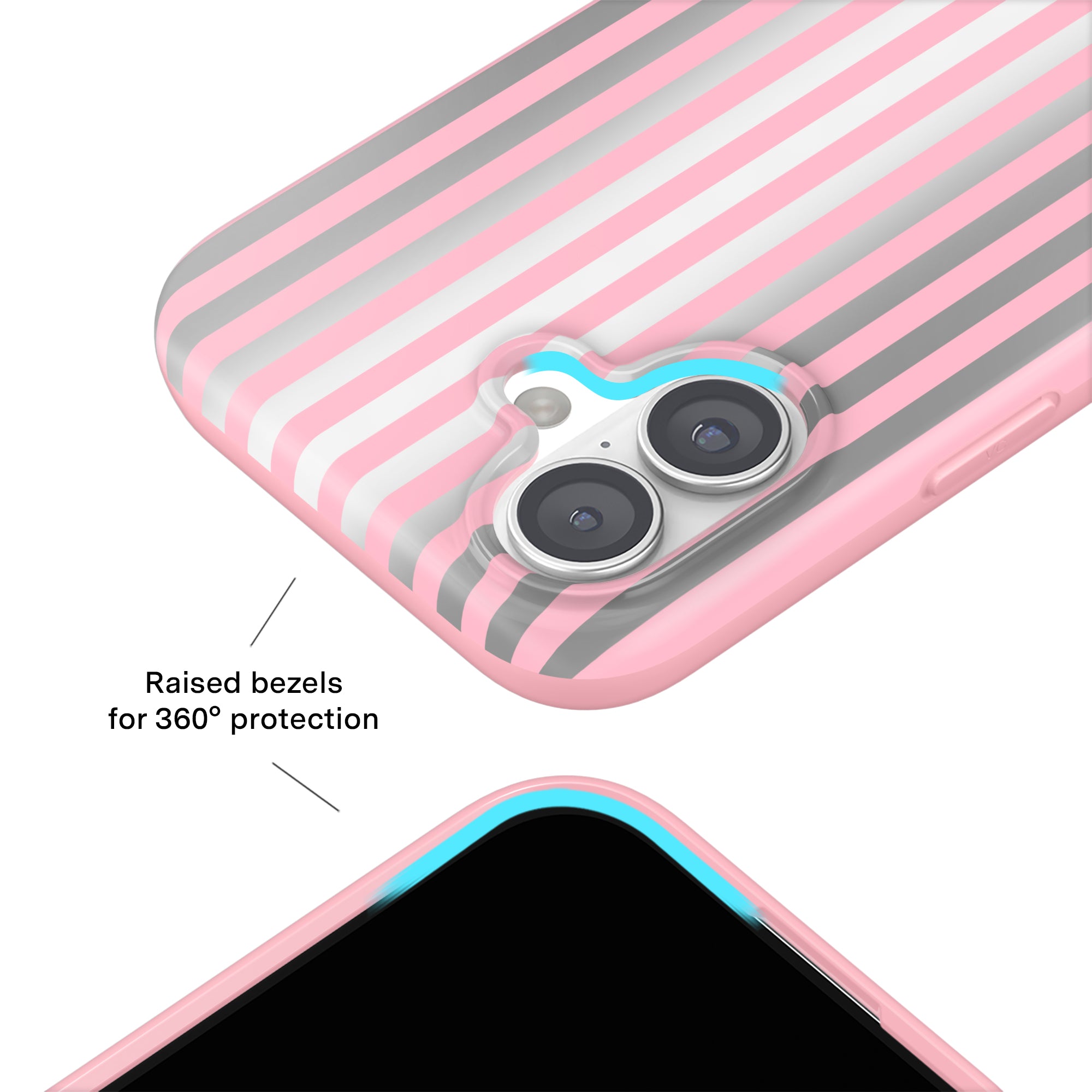 Pink Chrome Stripes iPhone Case