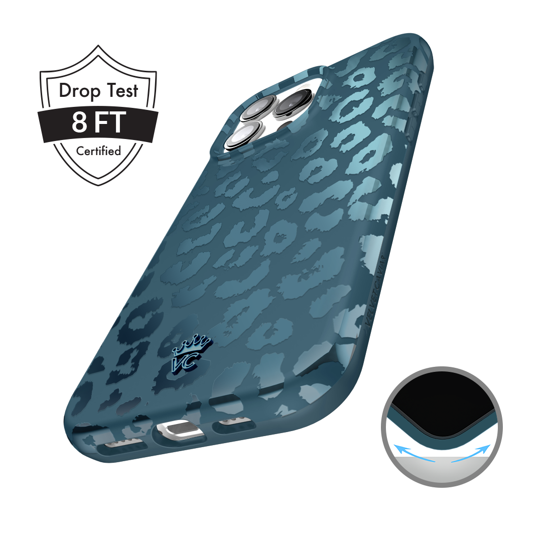 Metallic Navy Leopard iPhone Case