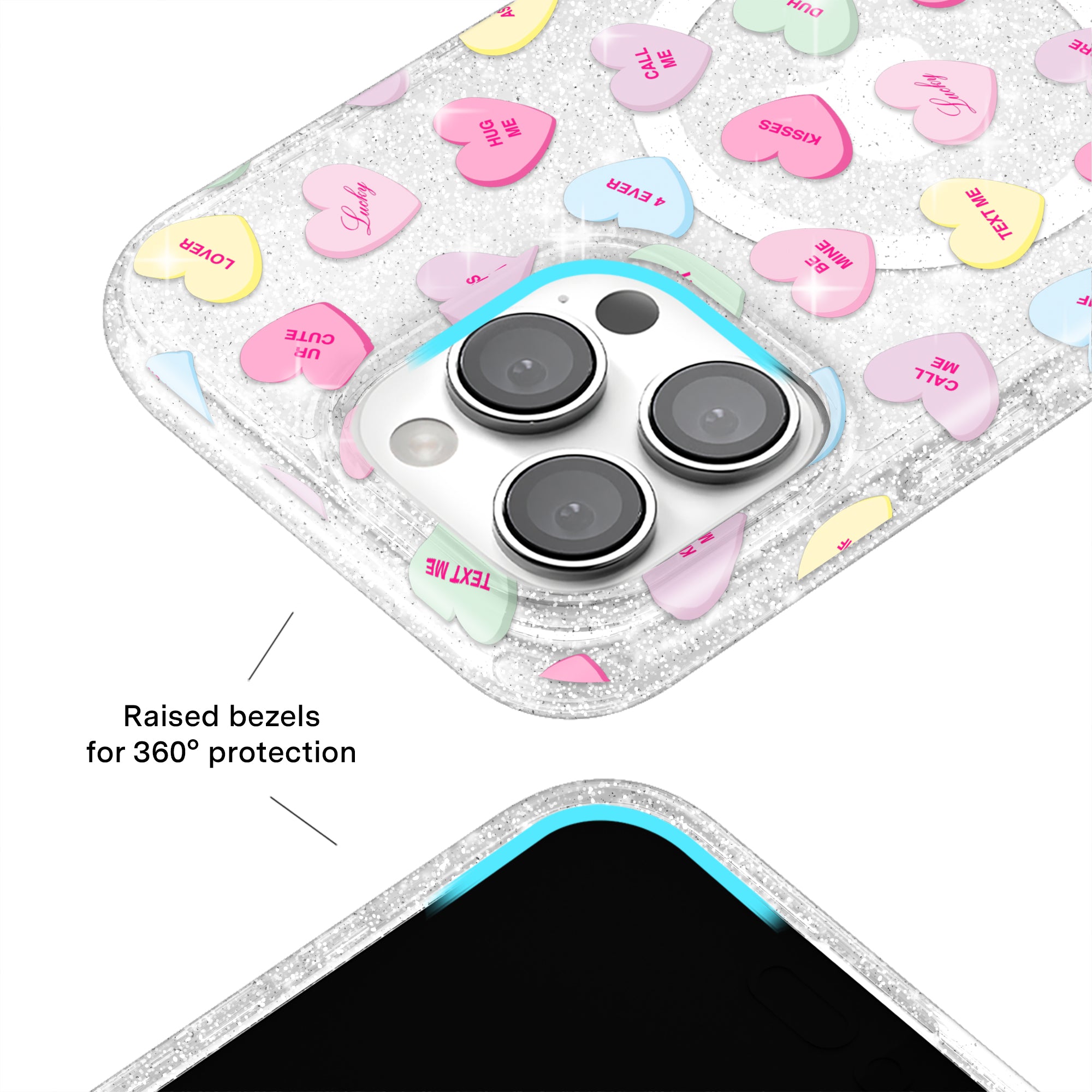 Sweet Hearts Glitter iPhone Case