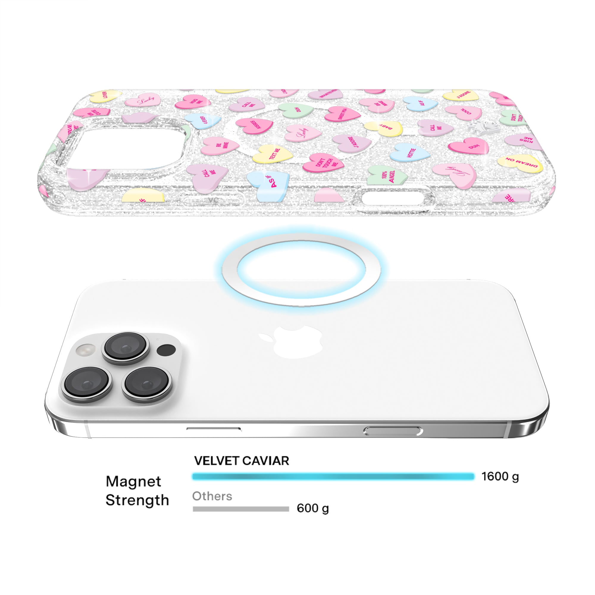 Sweet Hearts Glitter iPhone Case