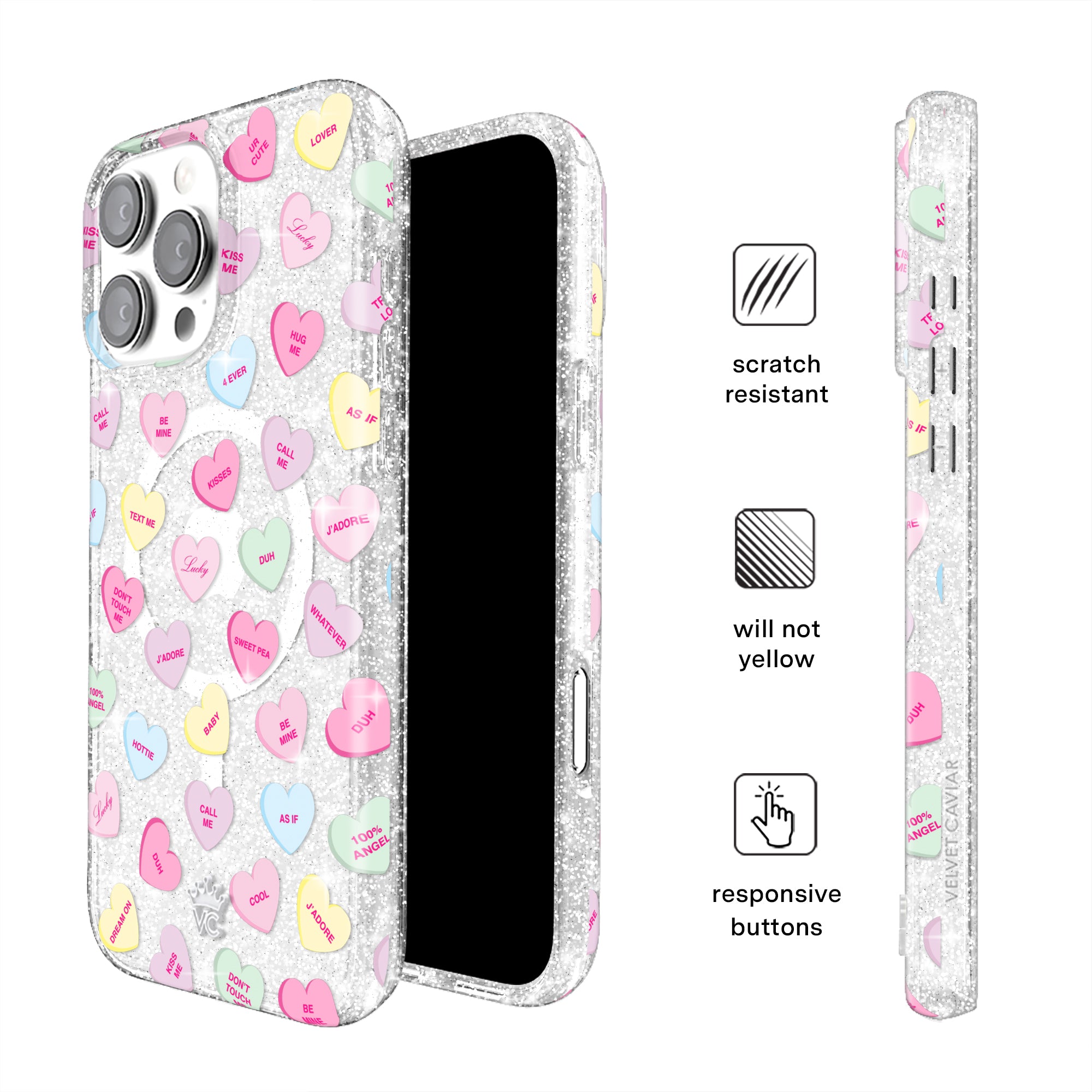 Sweet Hearts Glitter iPhone Case